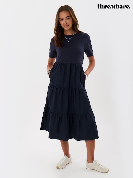 Blue - Threadbare Tiered Midaxi Dress