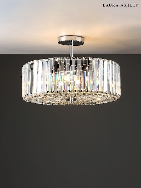 Laura Ashley Chrome Fernhurst Ceiling 3 Light Flush Light (918227) | £355