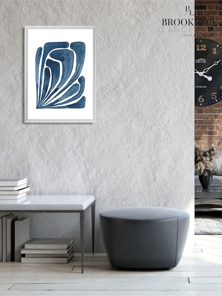Brookpace Lascelles Blue Leaf II Artwork In White Frame (918383) | £138