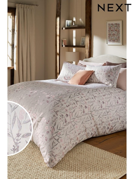 Pink Floral Jacquard Duvet Cover and Pillowcase Set (918850) | £55 - £85