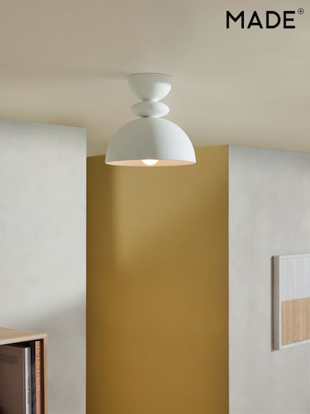 MADE.COM White Freyja Flush Ceiling Light (919088) | £59