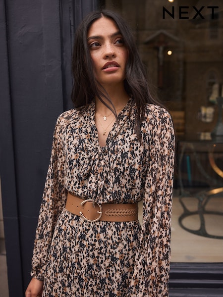 Tan Brown Plait Detail Wide Belt (921412) | £20
