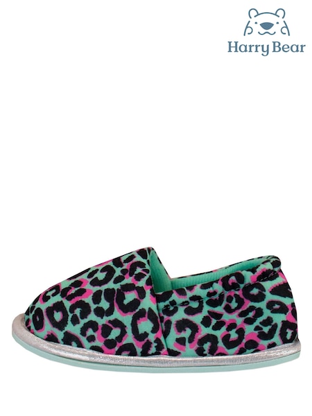 Harry Bear Green Leopard Printed Slippers (921541) | £15