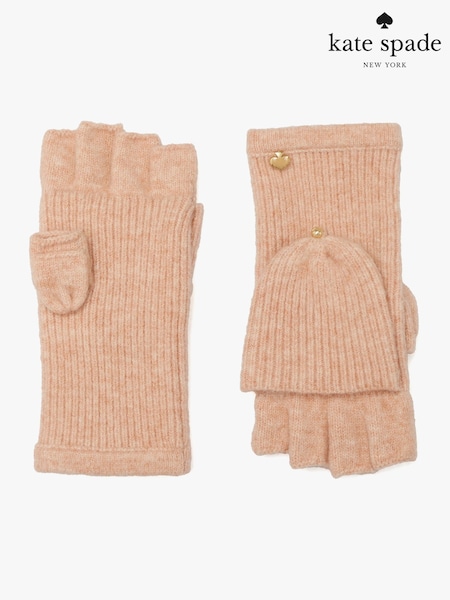 Orange - Kate Spade New York Spade Knit Pop Top Mitten Set