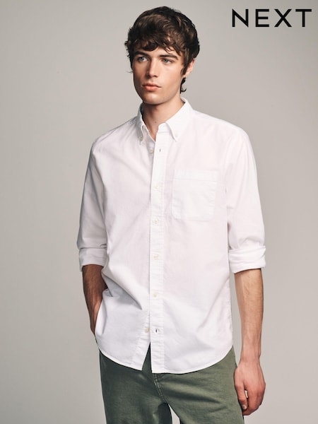 White Slim Fit Long Sleeve Oxford Shirt (921882) | £26