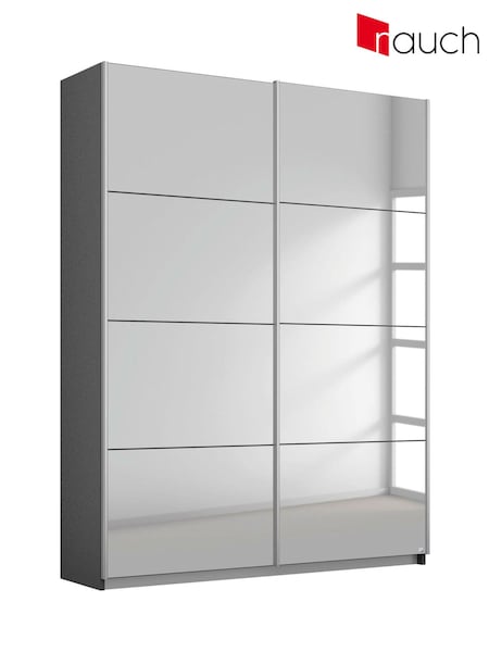 Rauch Dark Grey Cameron Mirror Sliding 1.3m Sliding Semi-fitted Wardrobe (921888) | £667