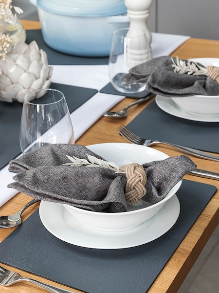Lara-May Set of 8 Grey Leather Coasters and Placemats (921979) | £42