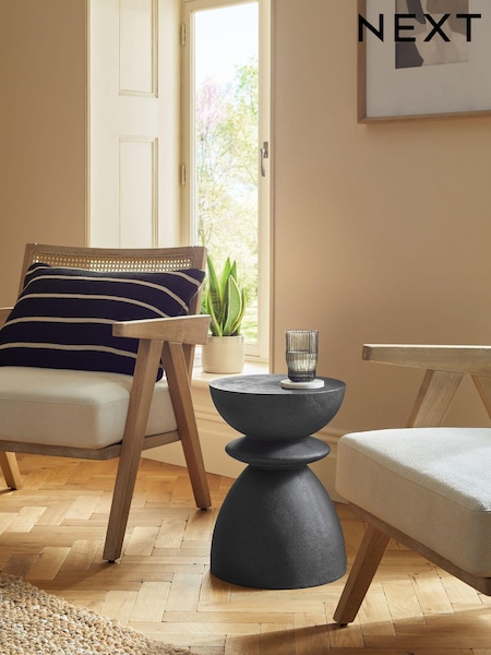 Black Stone Effect Totem Side Table (922861) | £115