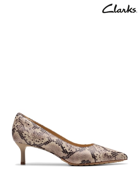 Clarks Grey Leather Adela Court Shoes (924048) | £75