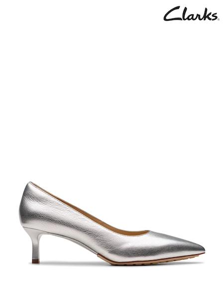 Clarks Silver Leather Adela Court Shoes (924054) | £75