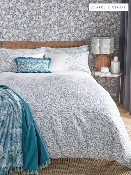 Clarke & Clarke Blue William Morris Willow Boughs 200 Thread Count Duvet Cover and Pillowcase Set (924103) | £45 - £75