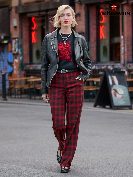 Red - Joe Browns Checked Straight Leg Trousers