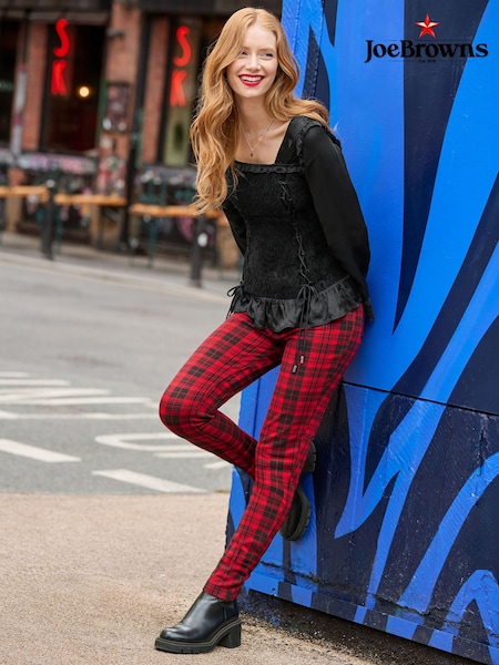 Red - Joe Browns Vivienne Check Trousers