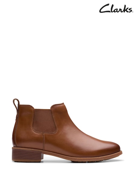 Clarks Brown Leather Havisham Top Boots (924958) | £80