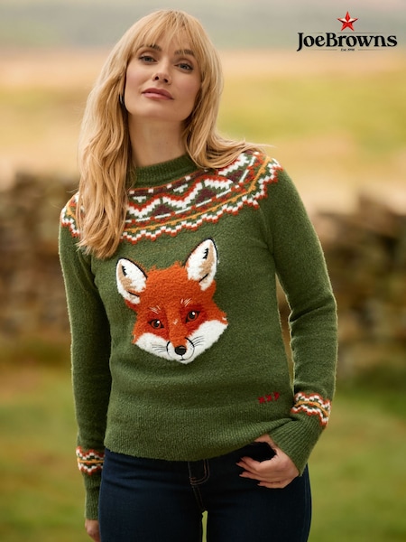 Green - Joe Browns Fantastic Fox Embroidered Jumper