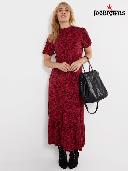 Red - Joe Browns Ditsy Dreams High Neck Jersey Maxi Dress