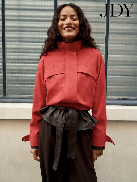 Red - Jdy Funnel Neck Jacket