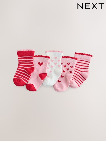 Red and Pink - Heart Baby Socks 5 Pack
