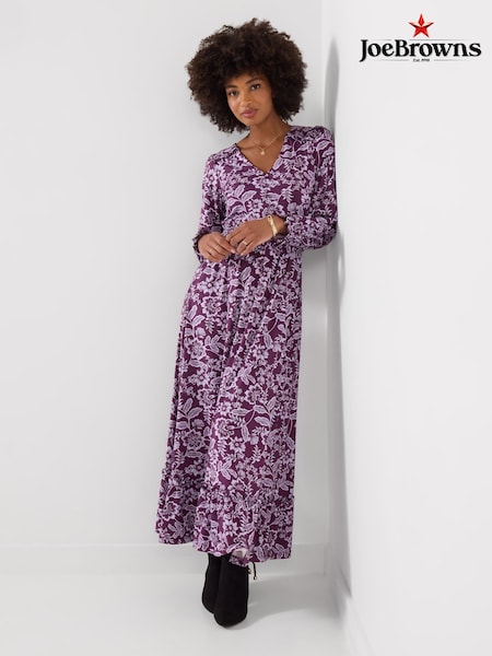 Purple - Joe Browns Thea Long Sleeve Jersey Maxi Dress