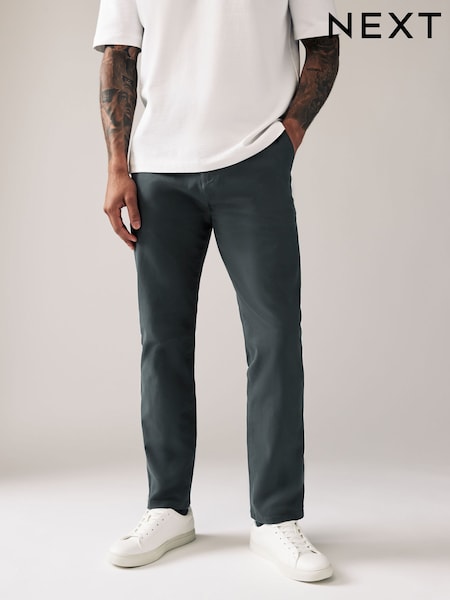 Grey Charcoal Straight Fit Stretch Chinos Trousers (928506) | £24