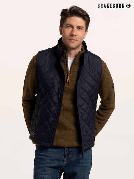 Blue - Regular Brakeburn Bayswater Bomber Rib Collar Gilet