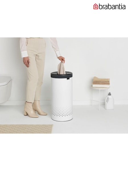 Brabantia White Laundry Bin 35L With Plastic Lid (929302) | £60