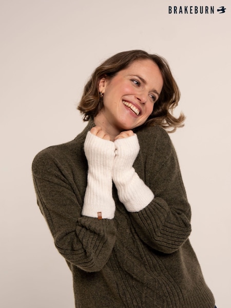 Cream - Brakeburn Stellar Pointelle Rib Knitted Wrist Warmers