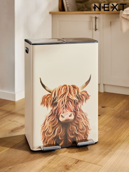 Hamish The Highland Cow 60 Litre Soft Close Pedal Bin