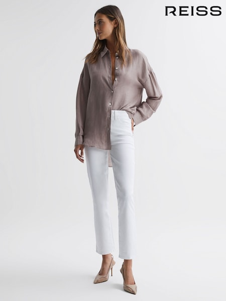 Reiss Crisp White Cindy Paige Straight Leg High Rise Jeans (930928) | £230