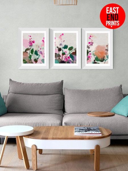 East End Prints Set of 3 Brown Summerly Hollyhocks Wall Prints Set by Ana Rut Bre (931943) | £140 - £370