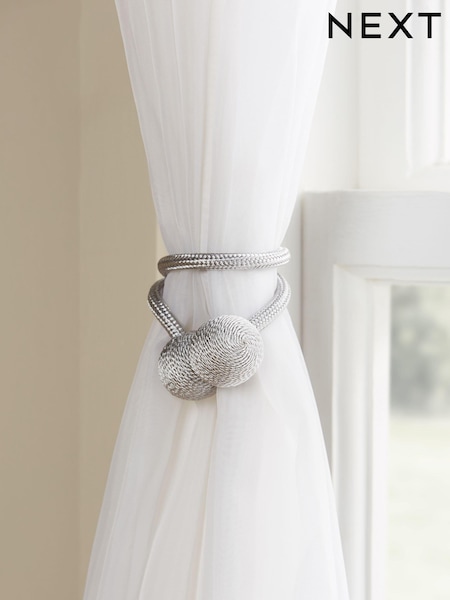 Silver Grey Magnetic Curtain Tie Backs Set of 2 (932183) | £10