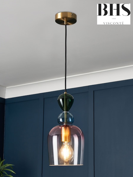 Visconte by BHS Brass Vietri Glass Pendant Pendant Ceiling Light (932287) | £80