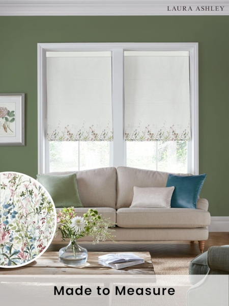 Laura Ashley Cream Pointon Fields Made to Measure 100% Cotton Roman Blinds (933537) | £79