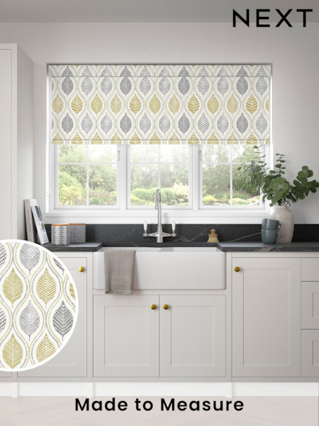 Ochre Yellow Lino Leaf Made to Measure Roller Blind (934147) | £57