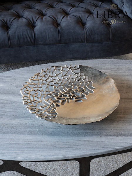 Libra Interiors Silver Apo Coral Aluminium Platter (934192) | £77