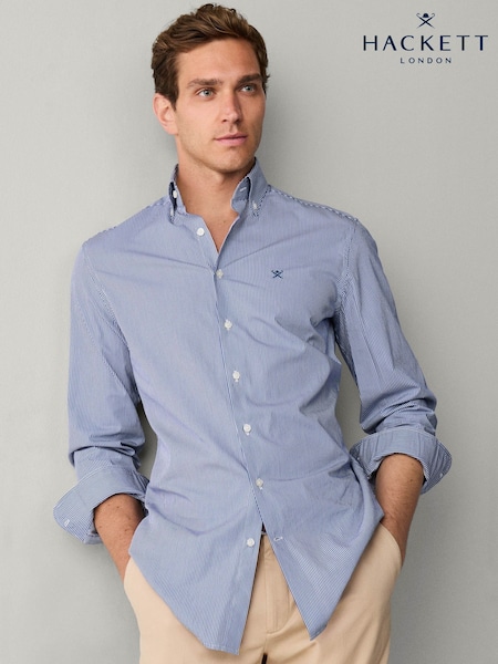 Light Blue - Regular Hackett Tailored Fit City Deck Striped Shirt