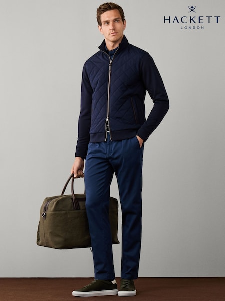 Blue - Regular Hackett Travel Hybrid Full Zip Sweat Top