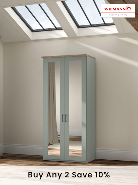 Wiemann Sage Green Truro Double Mirror Semi Fitted Wardrobe (936260) | £910