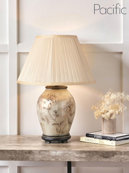 Pacific Teal Blue Jenny Worrall Hand Painted Honeysuckle Glass Table Lamp (937092) | £395