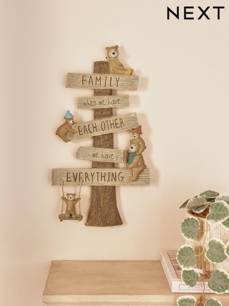Wood Effect Bertie Bear Family Wall Art (937263) | £38