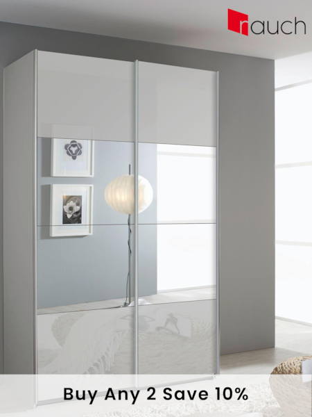 Rauch Grey Courtney Glass and Centre 1.3m Sliding Mirror Semi Fitted Wardrobe (937265) | £690