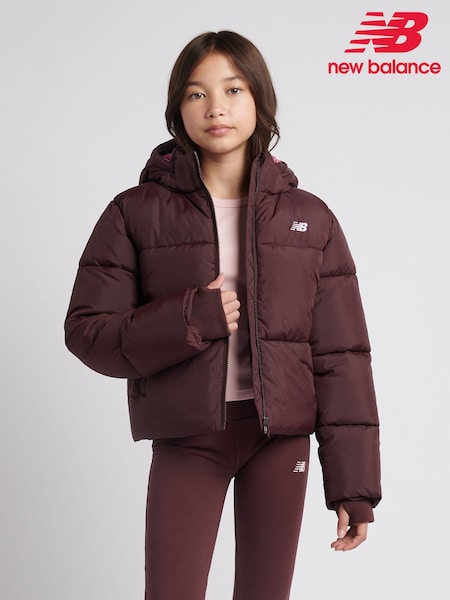 Brown - New Balance Wide Baffle Puffer Coat