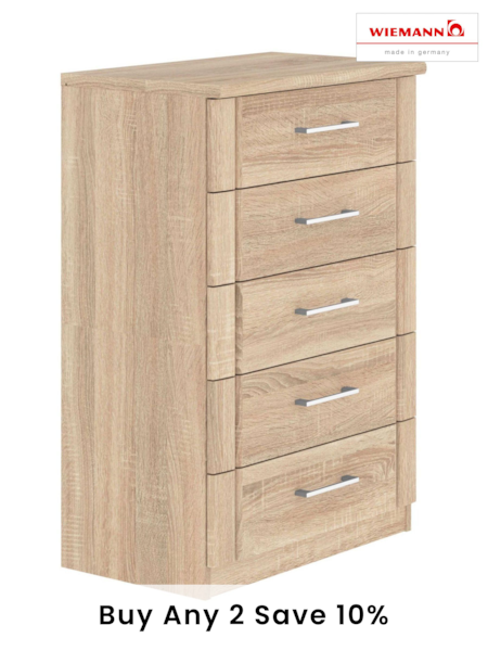 Wiemann Natural Torquay Chest of 5 Drawer Drawers (938192) | £370