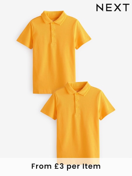 Yellow Regular Fit Cotton School Short Sleeve 100% Cotton Polo Shirts (3-16yrs) (939593) | £6 - £12