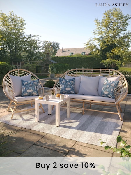 Laura Ashley Grey Garden Havana Casual Lounging Sofa Set with Seat Cushions (939944) | £1,160
