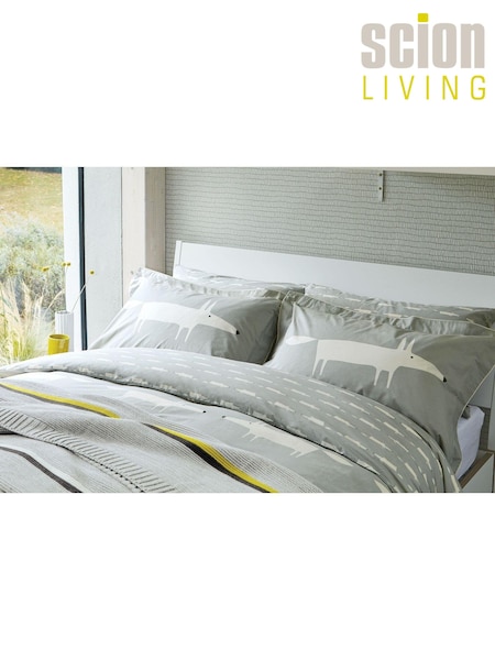 Scion Set of 2 Grey Mr Fox 100% Cotton Oxford Pillowcases (940186) | £12