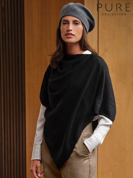 Black Ground - Pure Collection Cashmere Gassato Poncho