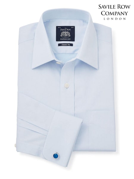 Savile Row Company Classic Fit Twill 100% Cotton Single Cuff Formal Shirt (9409J9) | £55