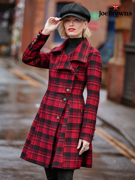 Red - Joe Browns Autumn Days Check Coat