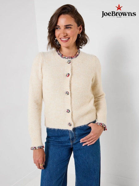 Cream - Joe Browns Fancy Floral Trim Cardigan